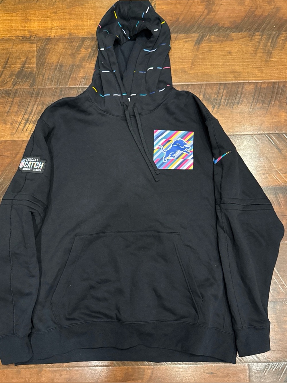 Nike Men’s Black Detroit Lions 2023 NFL Crucial Catch Club Pullover Hoodie NWOT